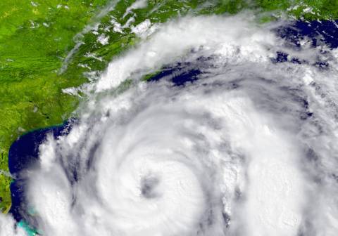 Satellite image of hurricane in Gulf of Mexico