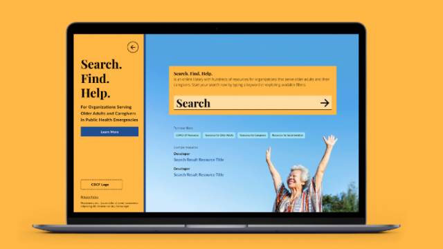 Search Find Help website with resources for older adults during emergencies