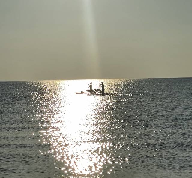Lake Michigan with two kayakers paddling