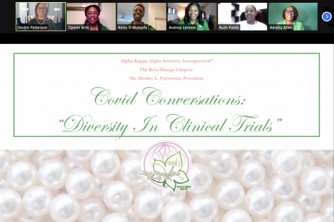 a Zoom screenshot of "COVID Conversations"