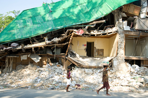 Destroyed Ministry of Public Health and Population Building